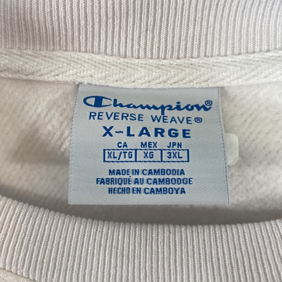 Champion Cropped Sweatshirt White Size Extra Large XL - Picture 8 of 16